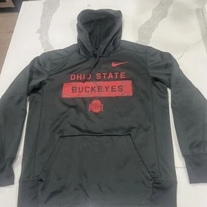 🔥 Ohio State Buckeyes Nike Dri-Fit Gunmetal Gray Hoodie Sweatshirt Men's Medium - Picture 1 of 9