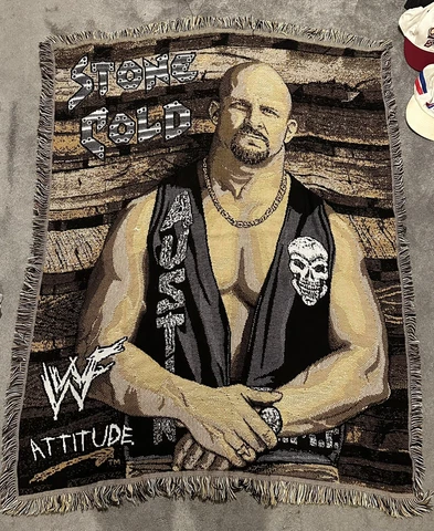 Vintage Northwest Company WWF Stone Cold Steve Austin Blanket Woven Cover