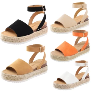 Women Espadrilles Wedge Sandals Open Toe Comfortable Platform Casual Sandals - Picture 1 of 40