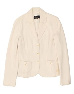 LUISA SPAGNOLI Womens 3 Button Blazer Jacket IT 40 Small Off White Cotton AL05 - Picture 1 of 6