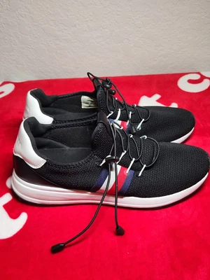 Tommy Hilfiger Men’s Athletic Sneakers Black Knit Shoes Size 9.5M Red White Blue - Image 1 of 4