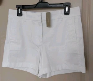 J. CREW Re-Imagined Shorts Women's Size 6 White Cotton 4 Pockets 4" Mid NWT - Picture 1 of 8