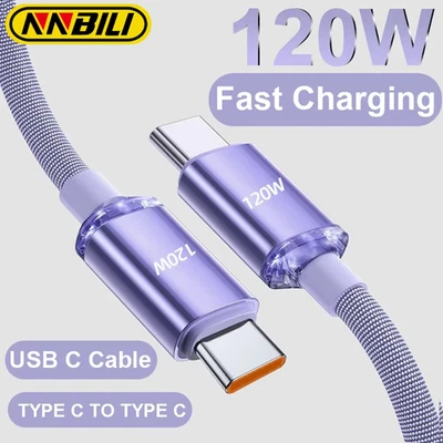 120W Super Fast USB Type-C Charging Cable Braid Phone Charger Lead