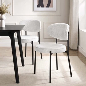 Dusk Mia Ivory Boucle Set of 2 Dining Chairs RRP £119 - Picture 1 of 8