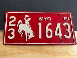 1961 Wyoming License Plate Tag 23 1643 - Picture 1 of 1