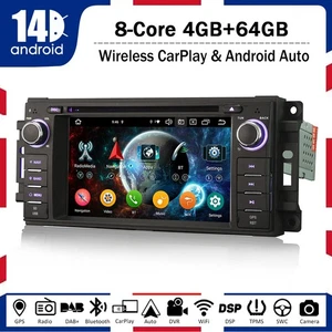 Carplay 8 Kern Android 14 Navi Autoradio Jeep Compass Wrangler Dodge Challenger - Bild 1 von 15