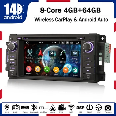 Carplay 8 Kern Android 14 Navi Autoradio Jeep Compass Wrangler Dodge Challenger - Bild 1 von 4