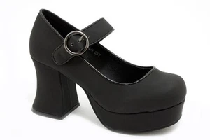 T.U.K. Pump A9440L Marley Platform Heel Mary Jane Black matt - Picture 1 of 15