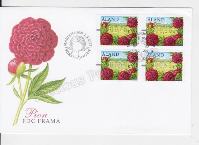ALAND FDC FIRST DAY COVER STAMP SET 2007 FRAMA LABELS FLOWERS - Image 1 of 1