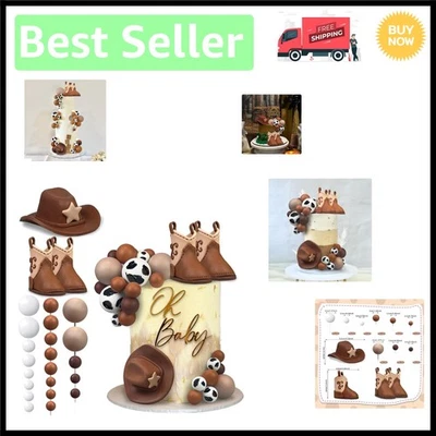 Vibrante juego de 28 piezas adornos para pasteles de vaquero - perfecto para celebraciones temáticas occidentales Foto 1 de 4