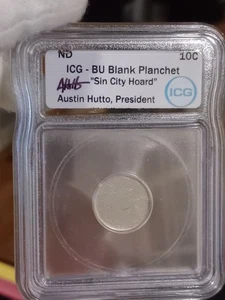 Lot Of 2-ICG BU Blank Planchet 10 Cent Austin Hutto Signature “Sin City Hoard”  - Picture 1 of 8