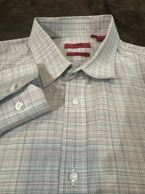 HUGO Red Label Slim Fit Camisa de hombre Medium Plaid Check 100% algodón Vestido casual Foto 1 de 4