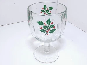 Vintage Indiana Glass Bartlett Collins Holly Berry Water Goblet Thumbprint - Picture 1 of 10