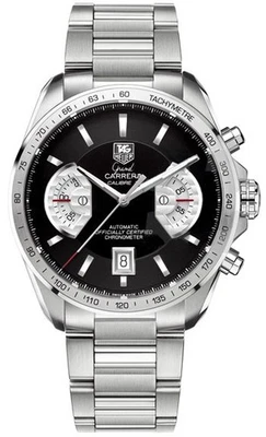 Tag Heuer Grand Carrera 43mm Black Dial Steel Bezel Men's Watch CAV511A.BA0902 - Image 1 of 4