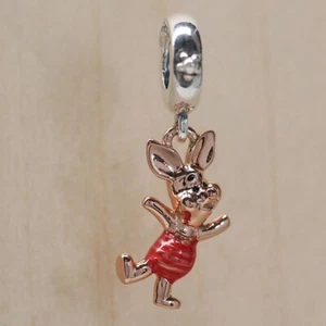 New Pandora Charm Disney Winnie the Pooh Piglet 782208C01 W Tag & Suede Pouch - Picture 1 of 10