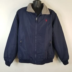 U.S. POLO ASSN Jacket Men's XL Blue Fleece Lined Collar Full Zip Pockets Bomber - Picture 1 of 20