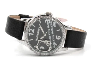 Hello Kitty Watch with Glitter Black -30% Discount Outlet Women Leather Strap - Picture 1 of 3