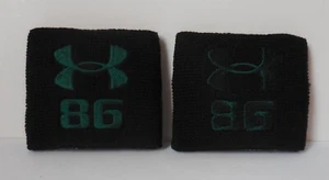 Under Armour 3" Wristband #86 Unisex Black/Forest Green One Pair - Picture 1 of 2