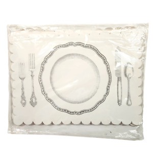 New Sparkle and Bash 100 Pack Antique Plate Paper Placemats 10x14 with Scallop