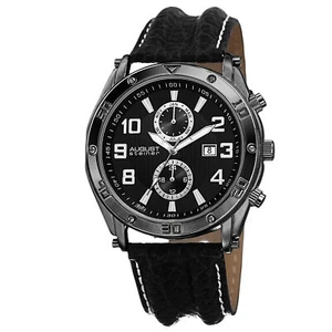 Herrenuhr August Steiner AS8117BK Schweizer Quarz Tag/Datum schwarzes Lederarmband - Bild 1 von 4
