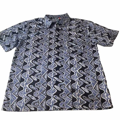 Vintage Arizona Jean Co Mens M Button Front Shirt blue pattern surf mesh like - Image 1 of 4
