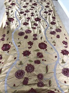 Impresionante tela de terciopelo bordada Voyage oro pálido rojo claret aprox 3,2 m - Imagen 1 de 11