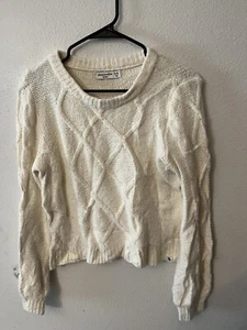 Abercrombie Kids Fisherman Cable Knit Sweater Youth 13/14 Cream Crew Neck - Picture 1 of 5