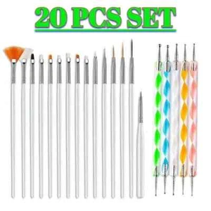 Nail Art Design Dotting Painting Drawing Polish Brush Pen Tools UV Gel 20PCS/Set - Picture 1 of 23