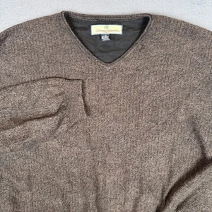 Tommy Bahama Sweater Mens Large Brown Pullover Tight Knit L/S Nylon Cotton Blend - Picture 1 of 8