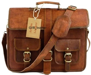 18" Men's Vintage Leather Messenger Bag satchel Bag Shoulder Bag leather bag - Picture 1 of 5