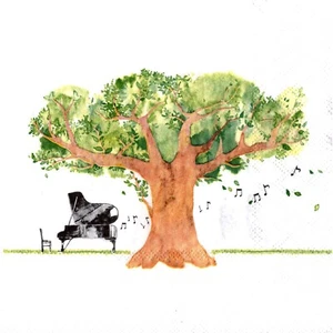 Paquet 20 serviettes en papier piano musique arbre. Pack 20 napkins piano tree - Picture 1 of 1
