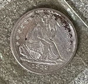 1838 Large Stars Seated Liberty Half Dime Uncirculated - Picture 1 of 6