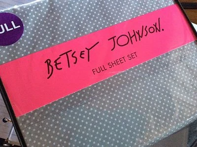 New Betsey Johnson FULL Sheet Set ~  Gray & White Polka Dot — 第 1/2 张图片