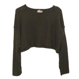 Forever 21 Long Sleeve Green Sexy Scoop Neck Crop Top Sweater Size Medium - Picture 1 of 4