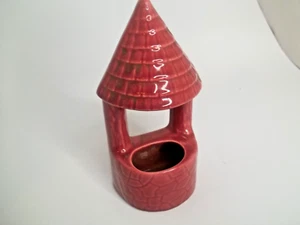 Wishing Well Wall Pocket Planter Red Cottagecore Whimsical Decor Vintage Ceramic - Picture 1 of 6