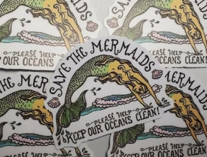 PACK DE 10 pegatinas Save the Mermaid - Imagen 1 de 2