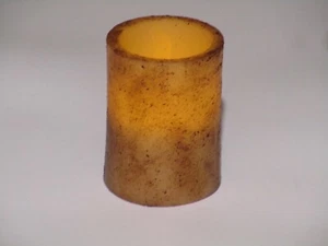 4" Burnt Ivory Wax Flameless Flicker Pillar Candle with Timer Mode - Picture 1 of 4