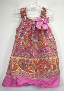 Bonnie Jeans Girls Paisley Print Bow Sleeveless Scoop Neck Cotton A Line Dress 4 - Picture 1 of 8