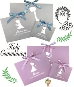 Geschenktüten 1. Kommunion - personalisiert besonderes Band Geschenktüte - Junge Mädchen - Bild 1 von 8
