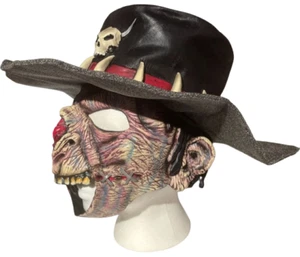 MASCARILLA VINILO PIRATA ZOMBIE + Sombrero Negro Outback Halloween Disfraz Adulto Calavera Muerta - Imagen 1 de 15