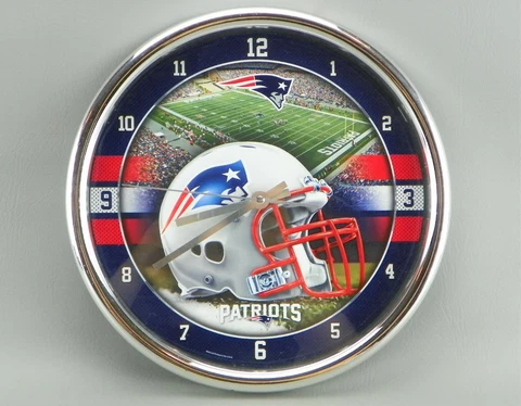 WinCraft Sports NFL Football New England Patriots "12" Chrome Round Wall Clock Cover