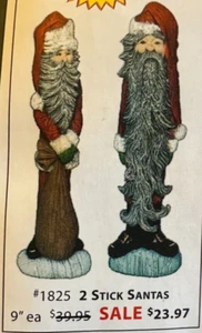 VINTAGE NOWELL'S CERAMIC MOLD #NM-1825 TWO STICK SANTAS 9"H EACH - Picture 1 of 10
