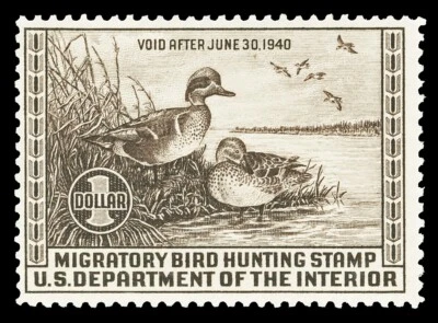 Scott RW6 1939 $1.00 Duck Stamp Mint F-VF OG LH Cat $115 - Image 1 of 2