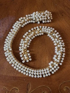 Vintage Christian Dior Gold Plated Faux Pearl Belt - Picture 1 of 13
