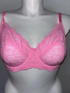 Torrid NWT Women’s Bra 38DD Hot Pink Unlined Lace Underwire NEW - Picture 1 of 7