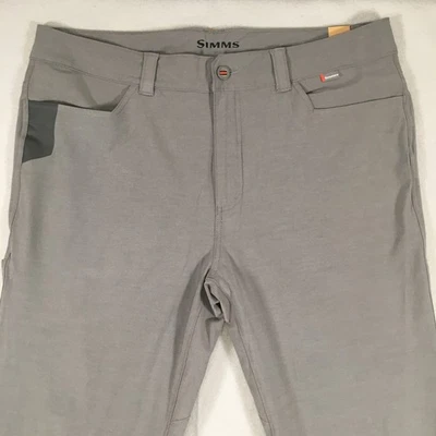SIMMS Fishing Mens 38x32 Challenger Pants Thigh Zip Pocket Pliers Gray Stretch - image 1 of 4
