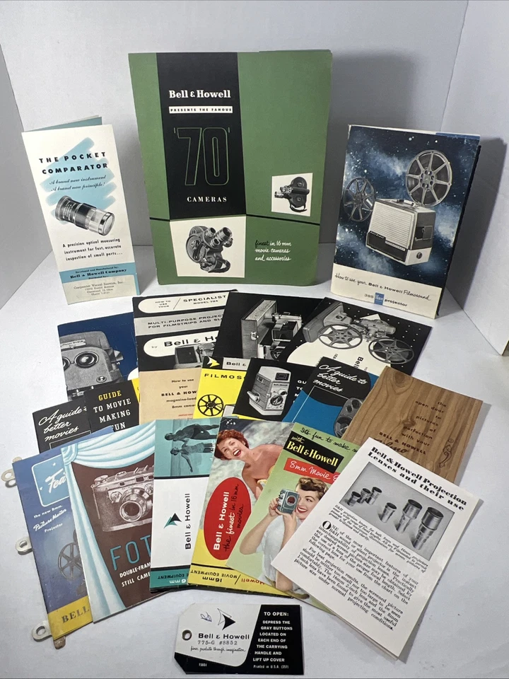 LOTE de 20+ catálogos, folletos y manuales proyectores, cámaras y lentes BELL & HOWELL Foto 1 de 4