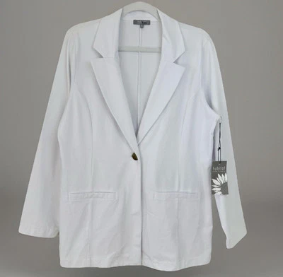 NUEVO BLAZER HABITAT BOYFRIEND BLANCO LAVADO A LA PIEDRA Mujer Medio Terry Francés Tejido Foto 1 de 4