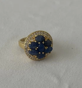 Gold- Plated Sterling Silver Natural Sapphire ring size 6 women - Bild 1 von 4