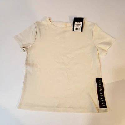 H&M Kids Ribbed White T-Shirt Top Crew neck design  Short sleeves Size XL 14 - Image 1 of 4